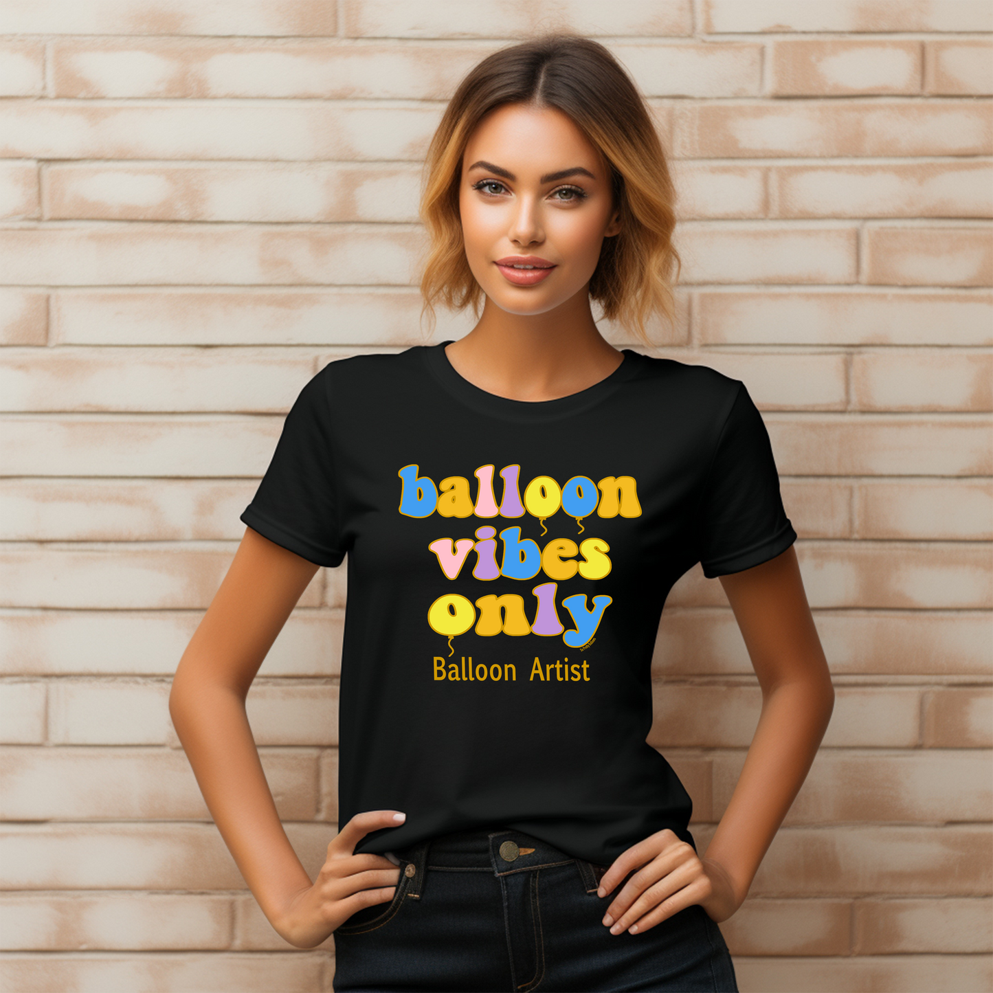 Balloon Vibes Only Colorful Letters Tee