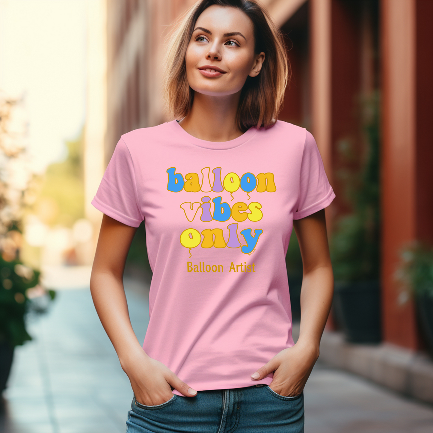Balloon Vibes Only Colorful Letters Tee