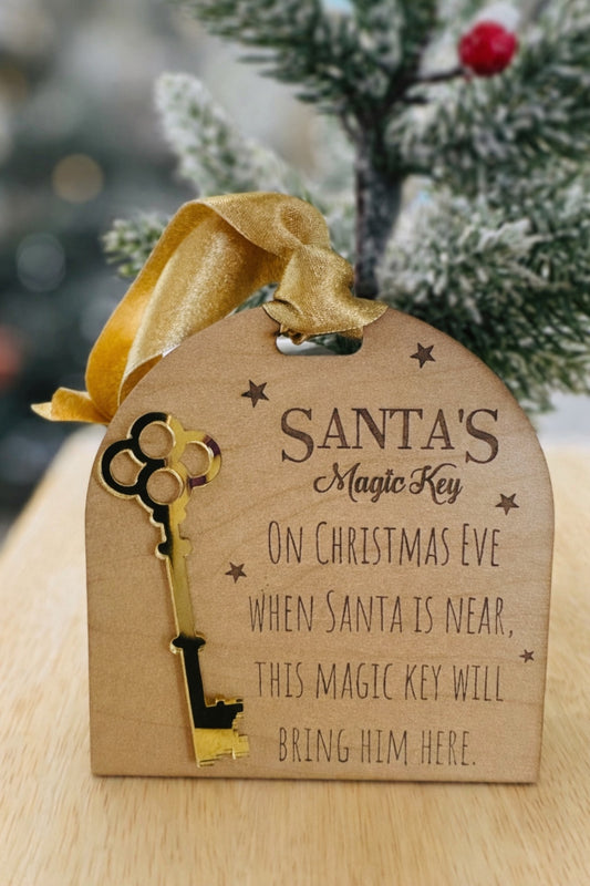 Santa's Magic Key Christmas Ornament | Wooden Keepsake